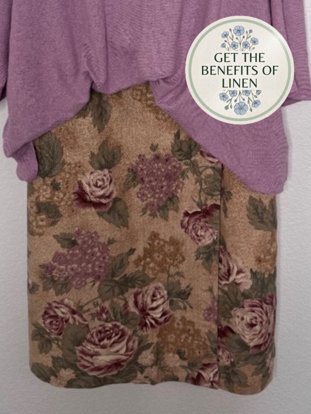 VTG Linen Jones NY Sport Floral Button Wrap Midi Skirt 20W Plus